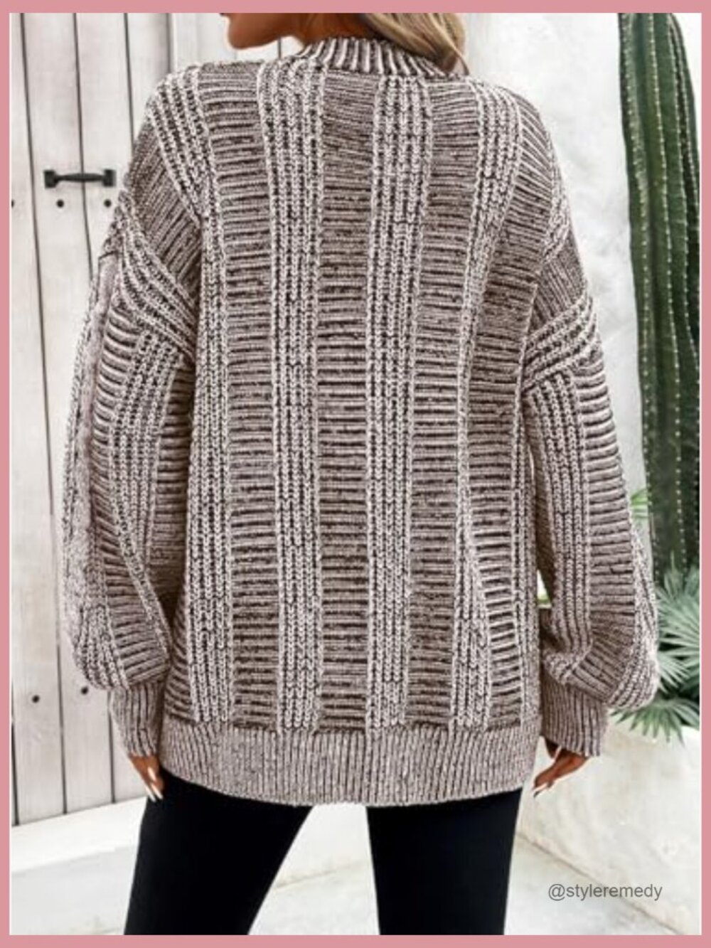 Oversized Cardigan Sweater Long Sleeve Cable Knit Outerwear Coat with Pockets - Picture 5 of 7